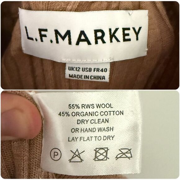 L.F. Markey Palmer Ribbed Knit Leggings in Camel | Size 8 - Picture 5 of 6